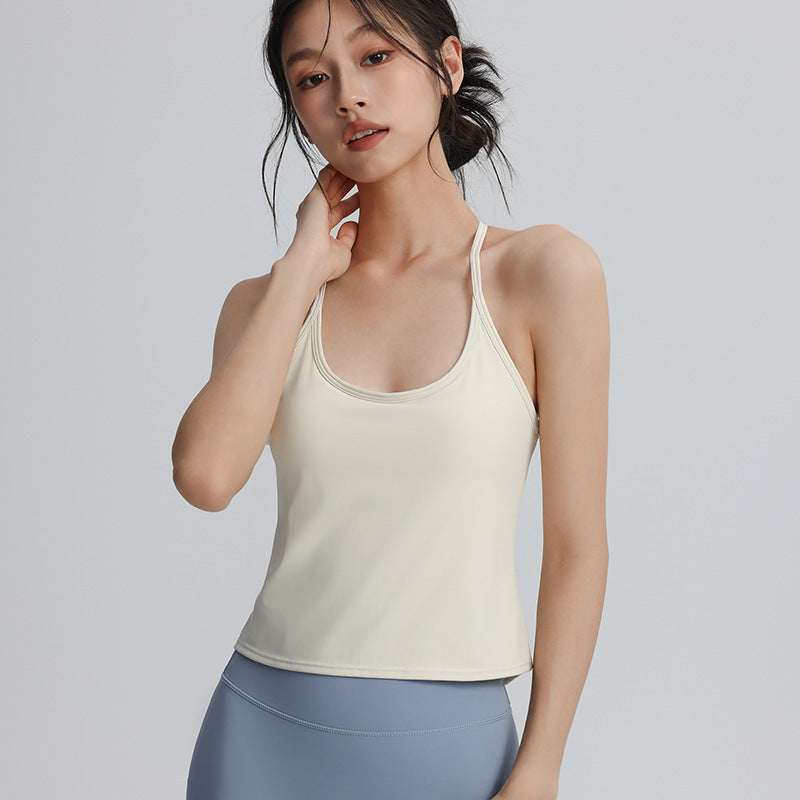 Thin strap sports tops women's stretch tight quick drying yoga vest running training wear outside fitness sexy suspenders .