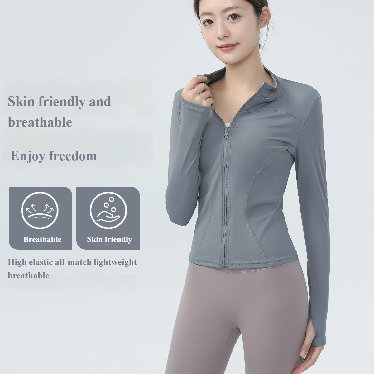 Fitness jacket for women, slim-fit quick-drying top, long sleeve, professional running sports training, yoga wear, Pilates fitness clothes