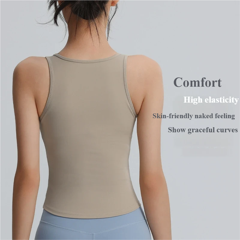 High-intensity sports top with chest pads for shockproof gathered vest, slimming and fit, running, fitness and yoga tops