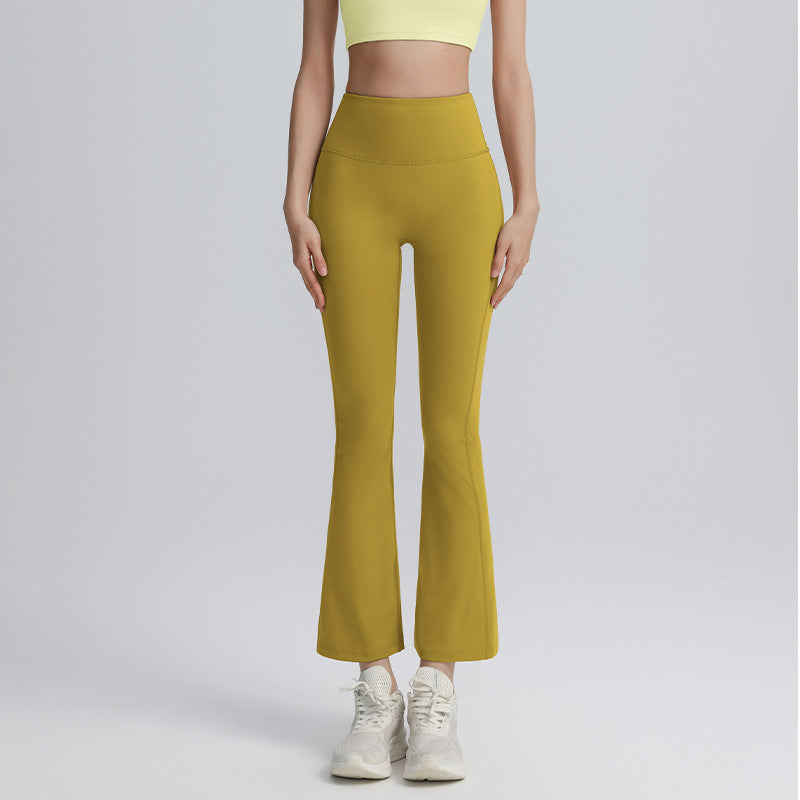 Cropped yoga pants, stretchy tight high-waisted hip lifting sweatpants, fitness micro-horn, no embarrassment line, yoga pants women