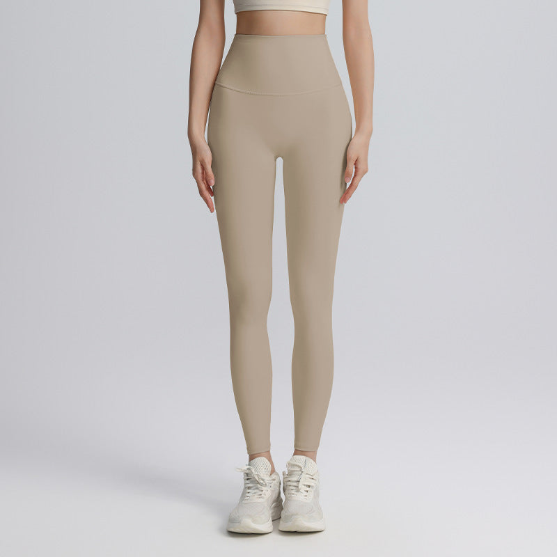 Cropped yoga pants, sports, outdoor high-waisted abdominal fitness, high-elasticity running, yoga clothes, women's summer, light and thin, no embarrassing line