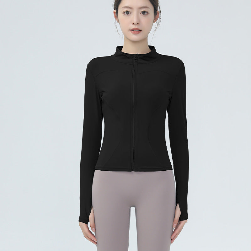 Fitness jacket for women, slim-fit quick-drying top, long sleeve, professional running sports training, yoga wear, Pilates fitness clothes