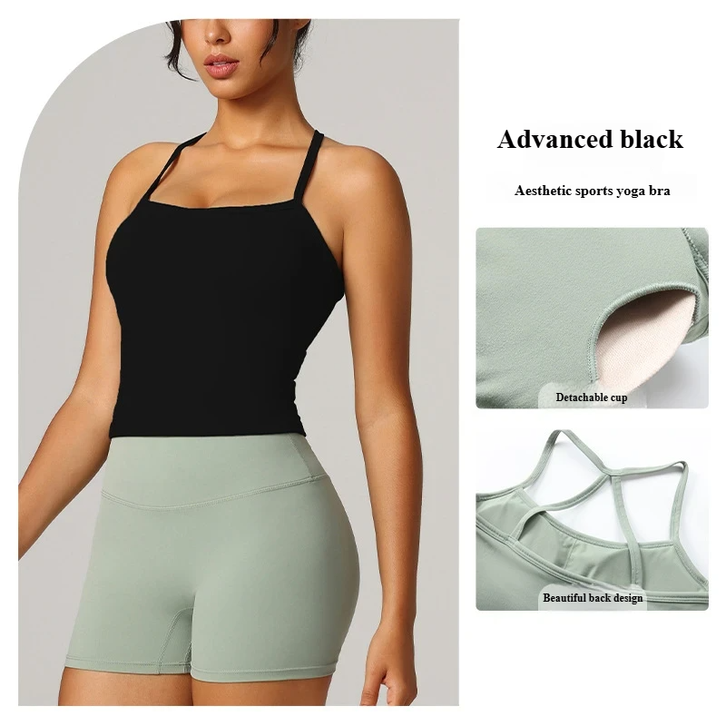 Shockproof sports bras, beautiful straps, chest pads, yoga clothes, Pilates, suspender bras