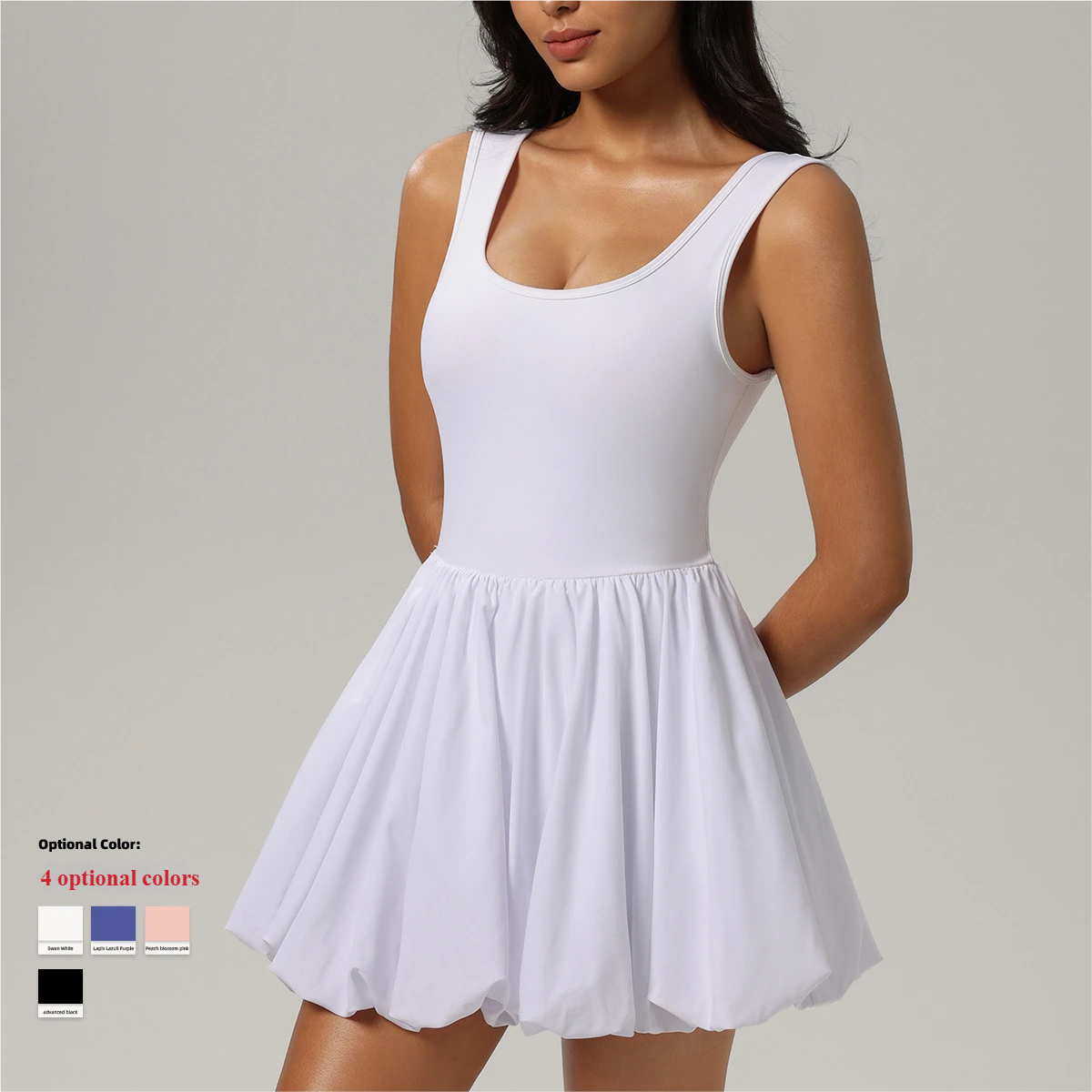 Nude fake two-piece sports dress women's anti-exposure base outdoor running fitness tennis skirt