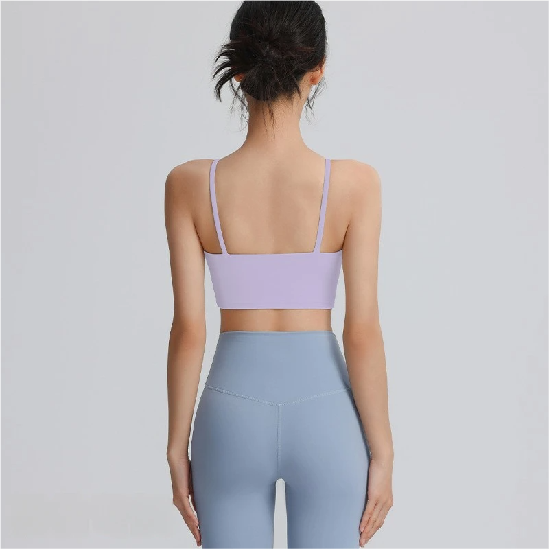 Women's sports bra with padded suspenders for sexy back, perfect for nude wear outside for Pilates