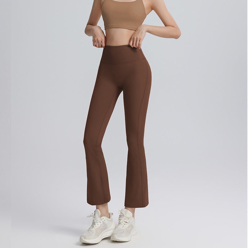 Cropped yoga pants, stretchy tight high-waisted hip lifting sweatpants, fitness micro-horn, no embarrassment line, yoga pants women