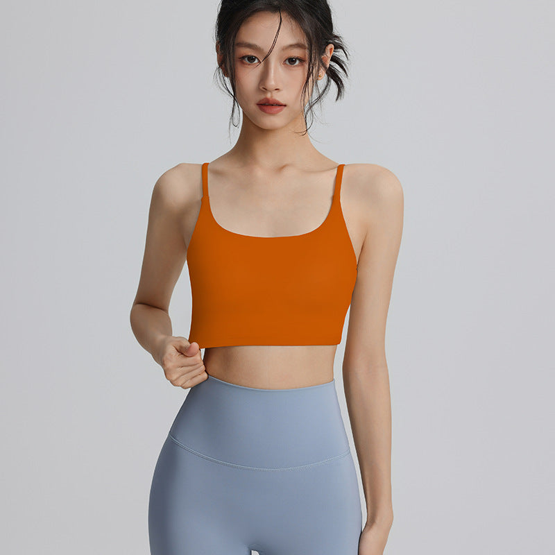 Women's sports bra with padded suspenders for sexy back, perfect for nude wear outside for Pilates