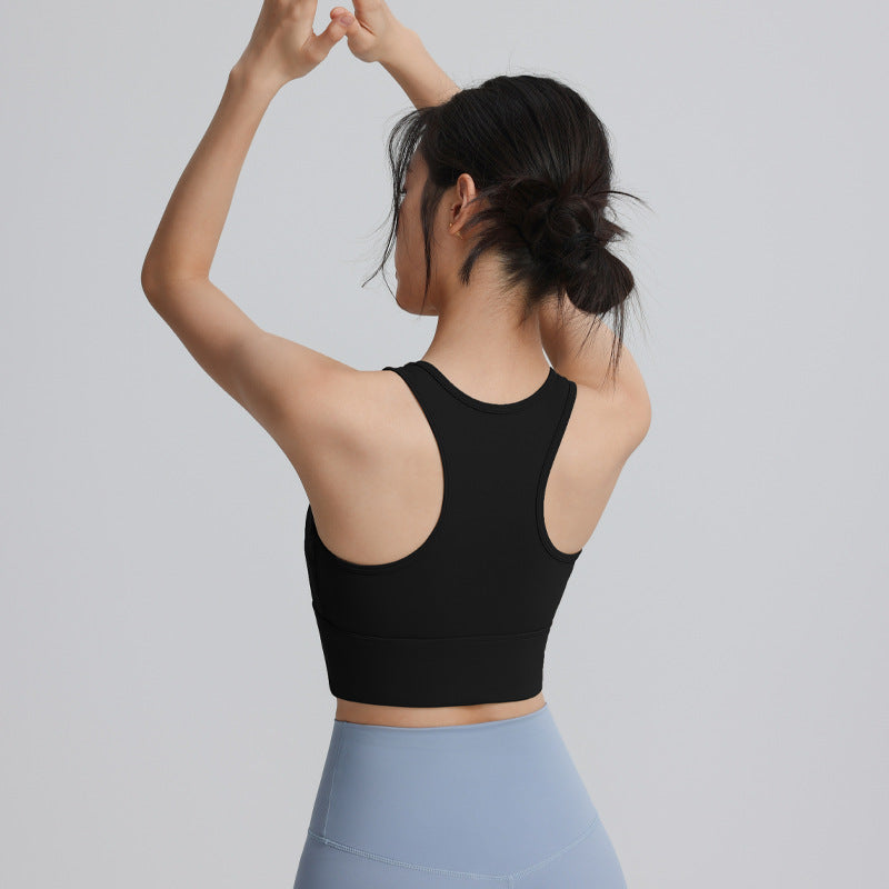 Shockproof push-up sports bra with fixed chest pad, quick-drying, breathable, shockproof, can be worn as a vest, sports yoga bra