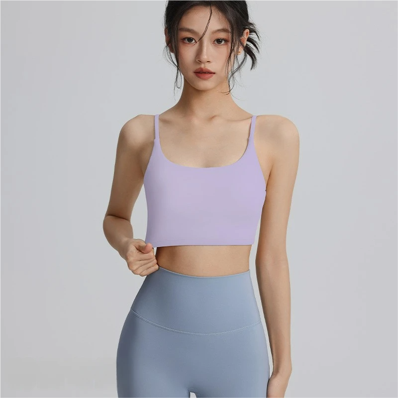 Women's sports bra with padded suspenders for sexy back, perfect for nude wear outside for Pilates