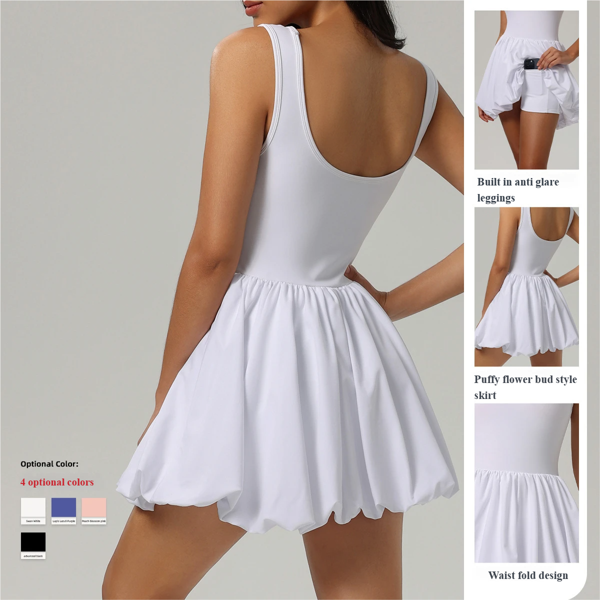 Nude fake two-piece sports dress women's anti-exposure base outdoor running fitness tennis skirt