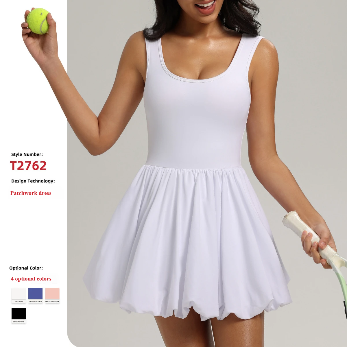 Nude fake two-piece sports dress women's anti-exposure base outdoor running fitness tennis skirt