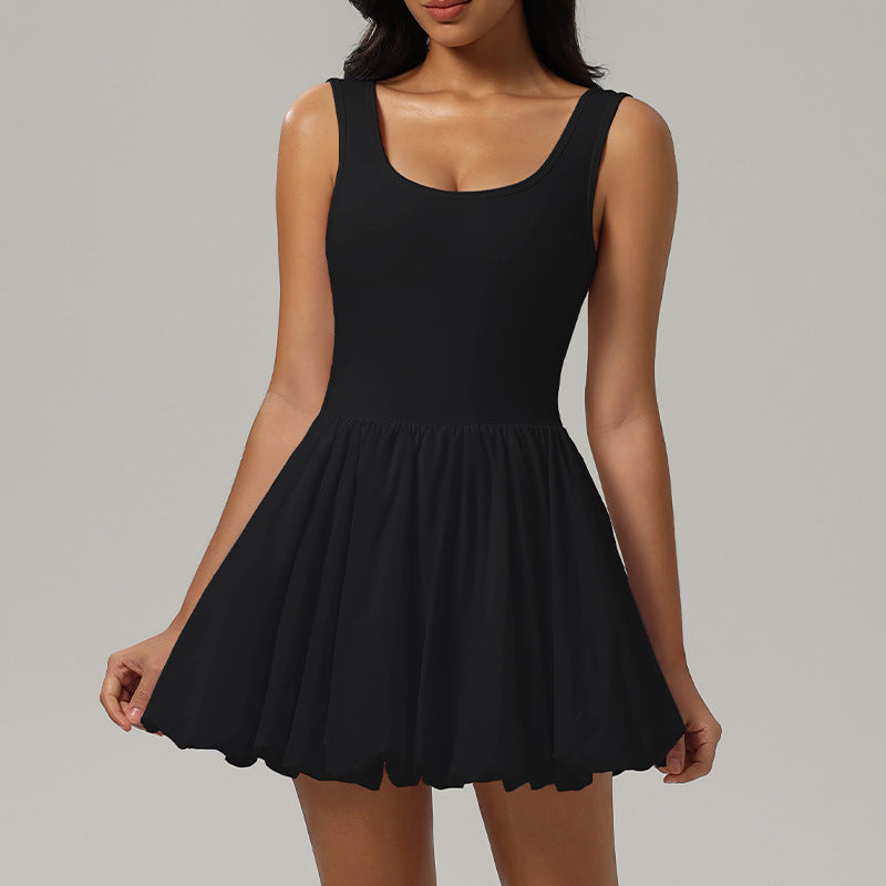 Nude fake two-piece sports dress women's anti-exposure base outdoor running fitness tennis skirt