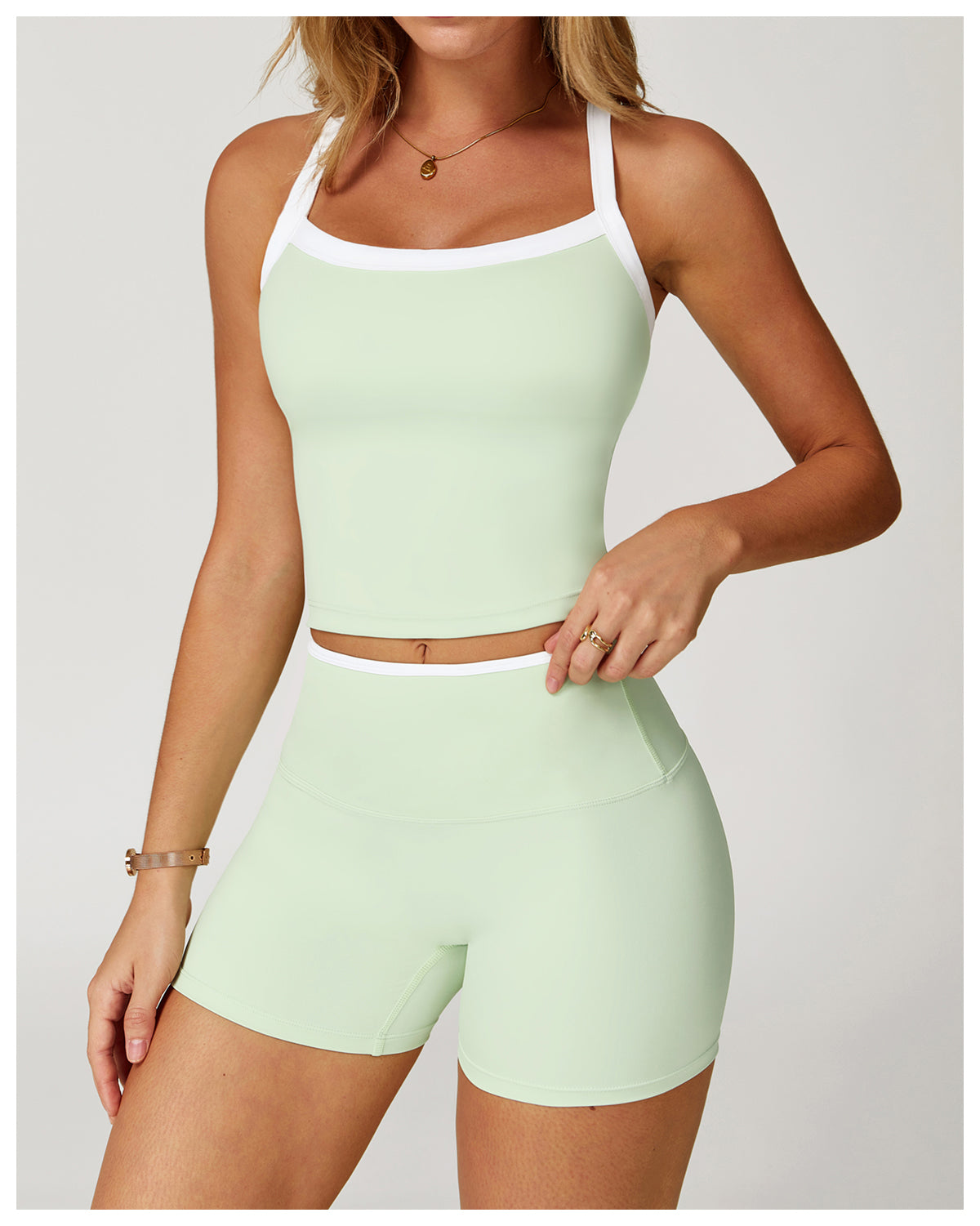 Yoga vest with contrasting colors and hollowed-out back, fitness wear, high-end running sports underwear