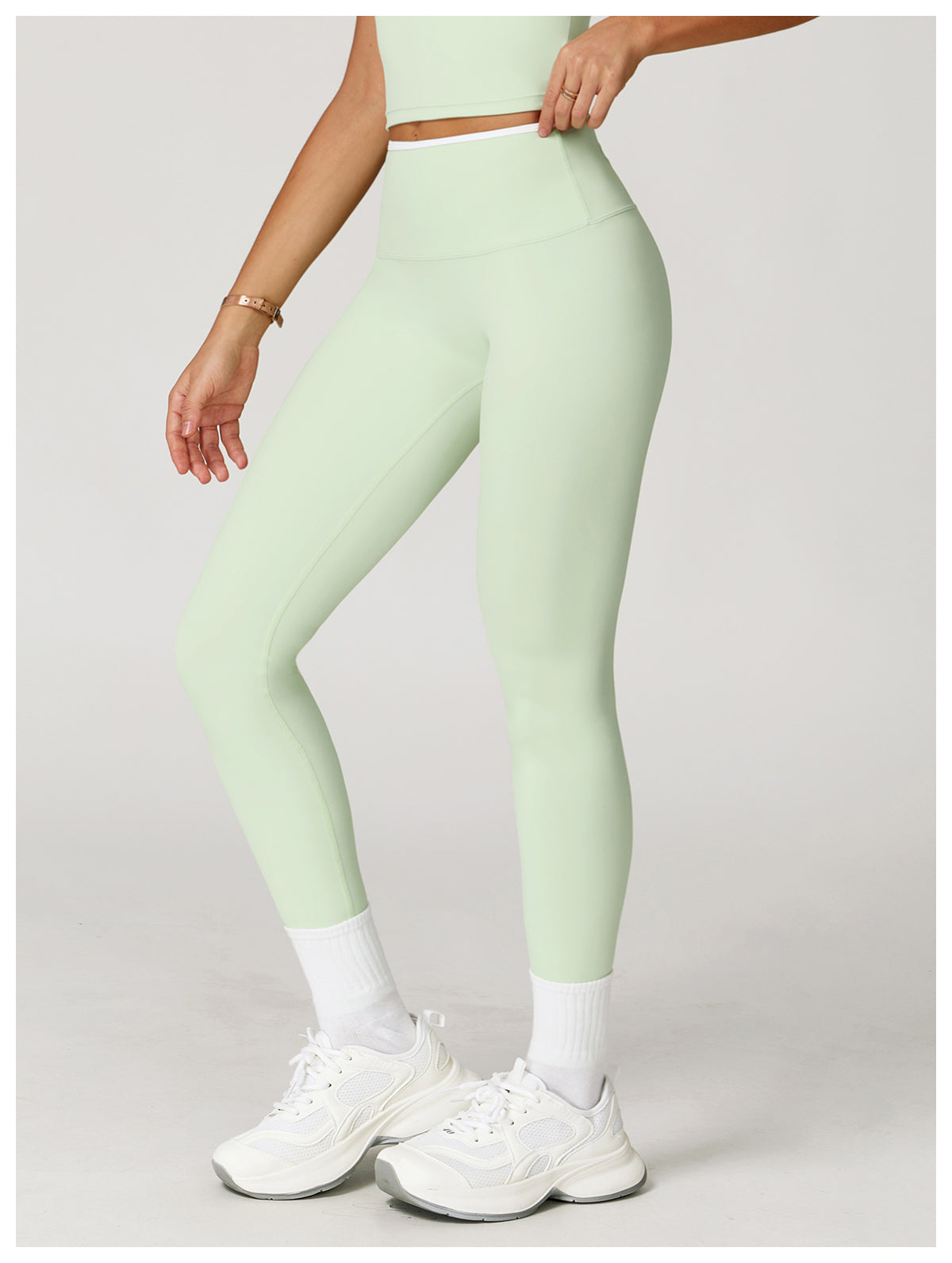 Nude Yoga Pants High Waist Contrast Color Quick-Drying Pants Sports Running Fitness Tights