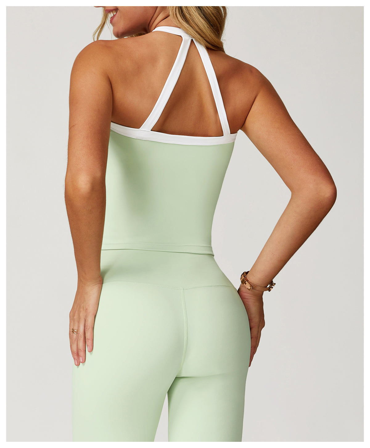 Yoga vest with contrasting colors and hollowed-out back, fitness wear, high-end running sports underwear