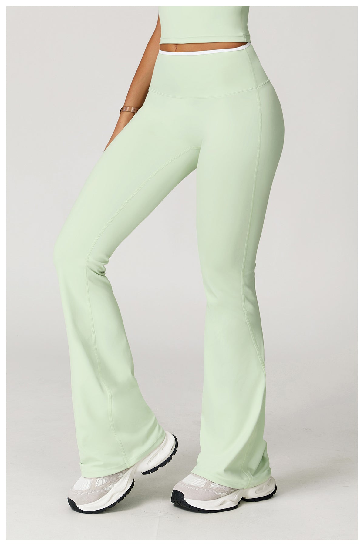 Sports flared pants contrast color high waist quick dry wide leg trousers sports running fitness flared pants