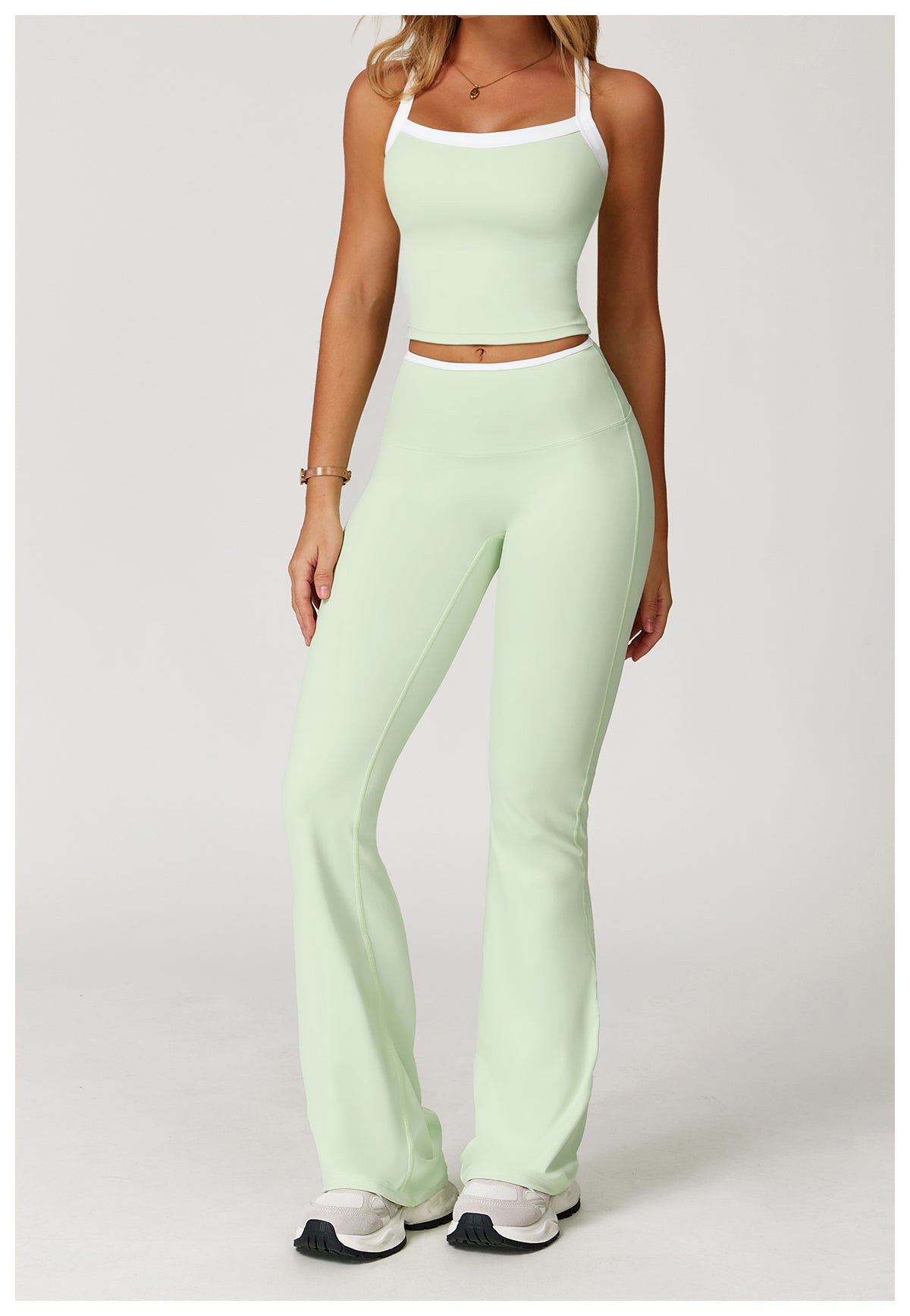Sports flared pants contrast color high waist quick dry wide leg trousers sports running fitness flared pants