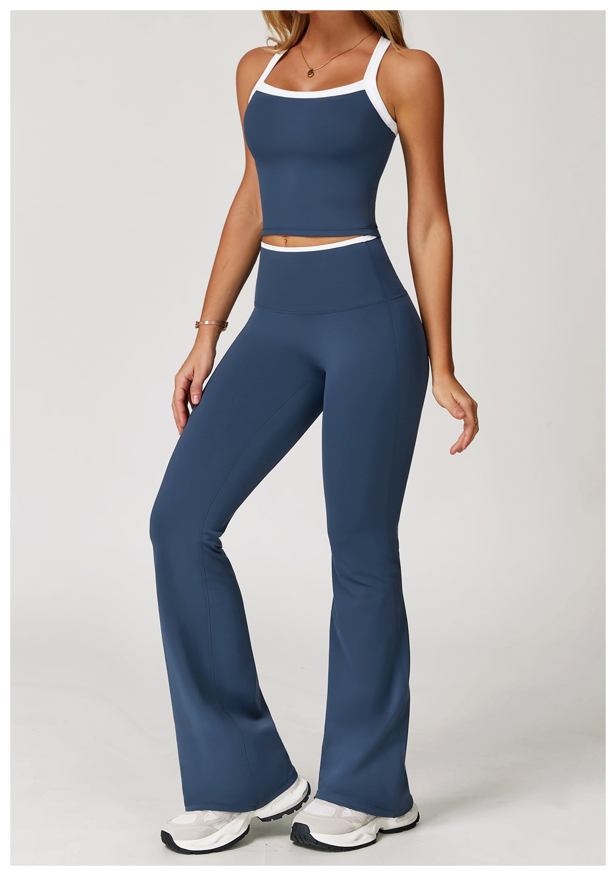Sports flared pants contrast color high waist quick dry wide leg trousers sports running fitness flared pants
