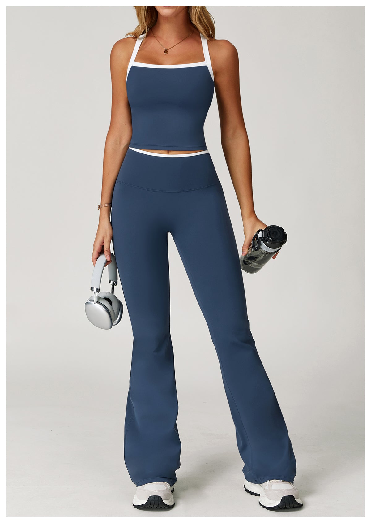 Yoga vest with contrasting colors and hollowed-out back, fitness wear, high-end running sports underwear