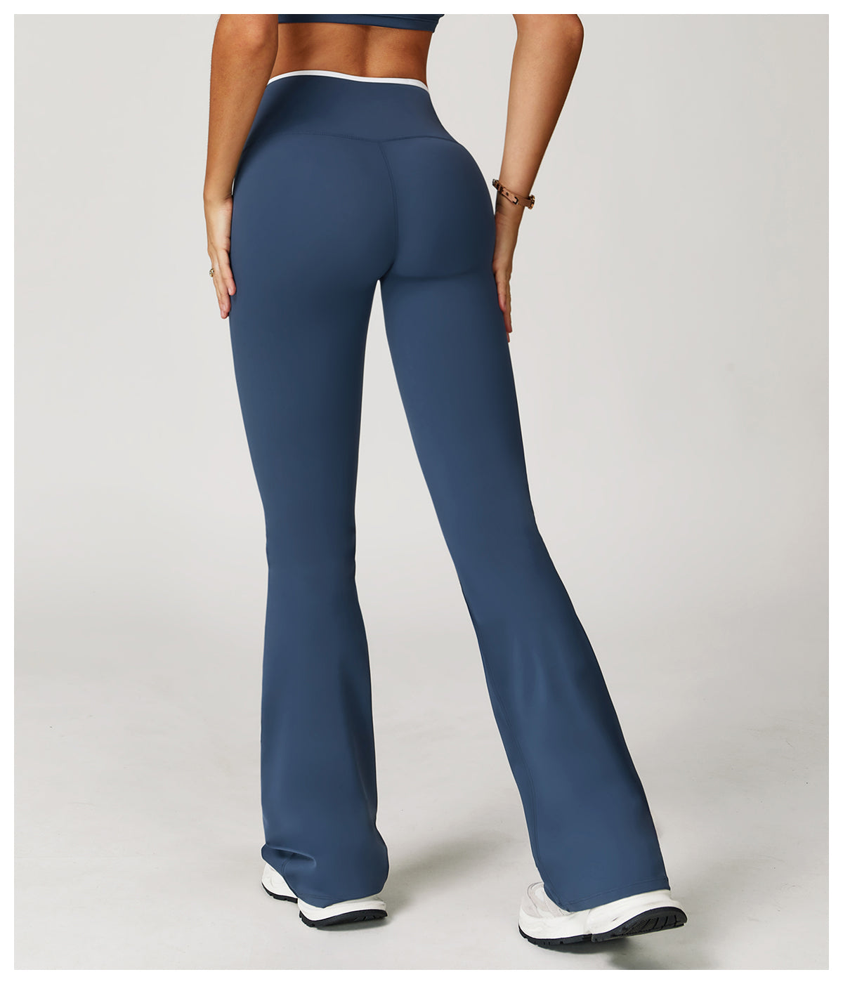 Sports flared pants contrast color high waist quick dry wide leg trousers sports running fitness flared pants
