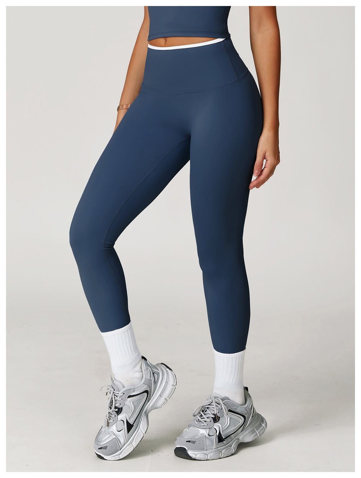 Nude Yoga Pants High Waist Contrast Color Quick-Drying Pants Sports Running Fitness Tights