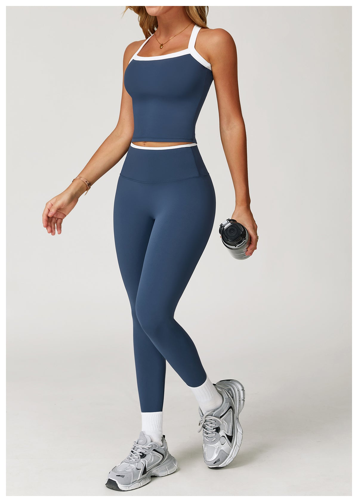 Nude Yoga Pants High Waist Contrast Color Quick-Drying Pants Sports Running Fitness Tights