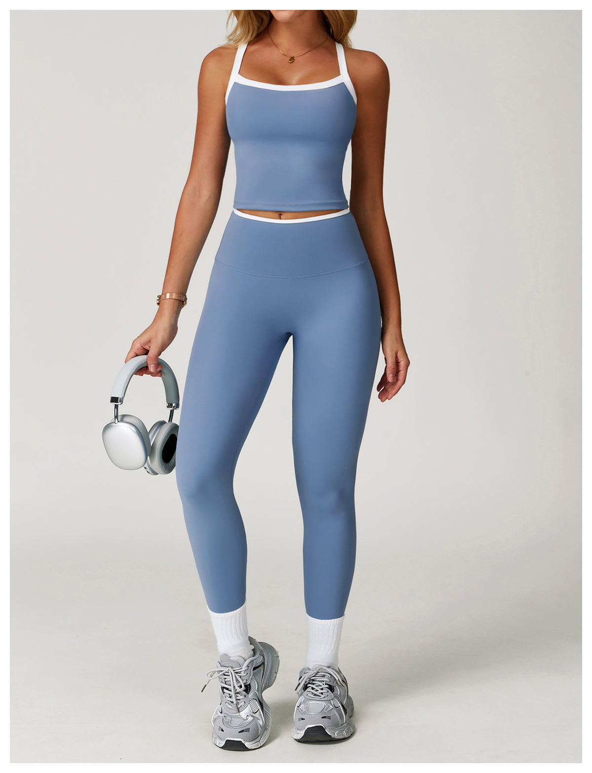 Yoga vest with contrasting colors and hollowed-out back, fitness wear, high-end running sports underwear