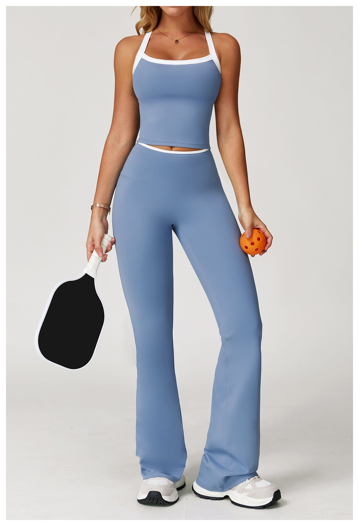 Sports flared pants contrast color high waist quick dry wide leg trousers sports running fitness flared pants