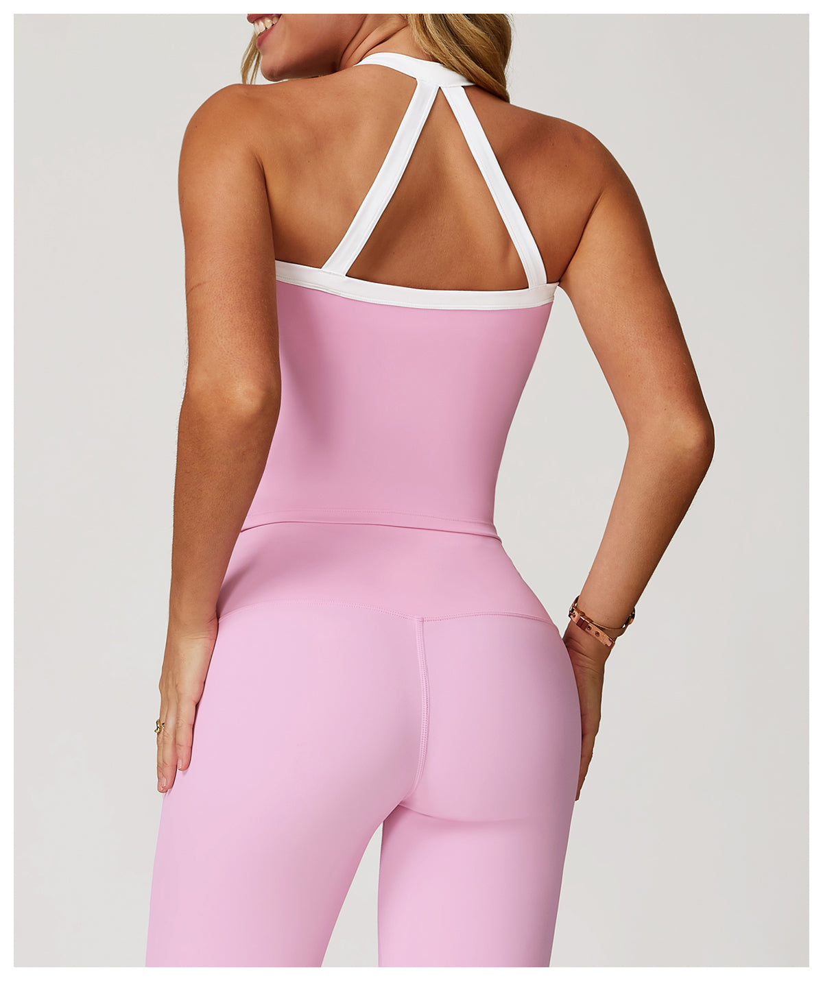 Yoga vest with contrasting colors and hollowed-out back, fitness wear, high-end running sports underwear