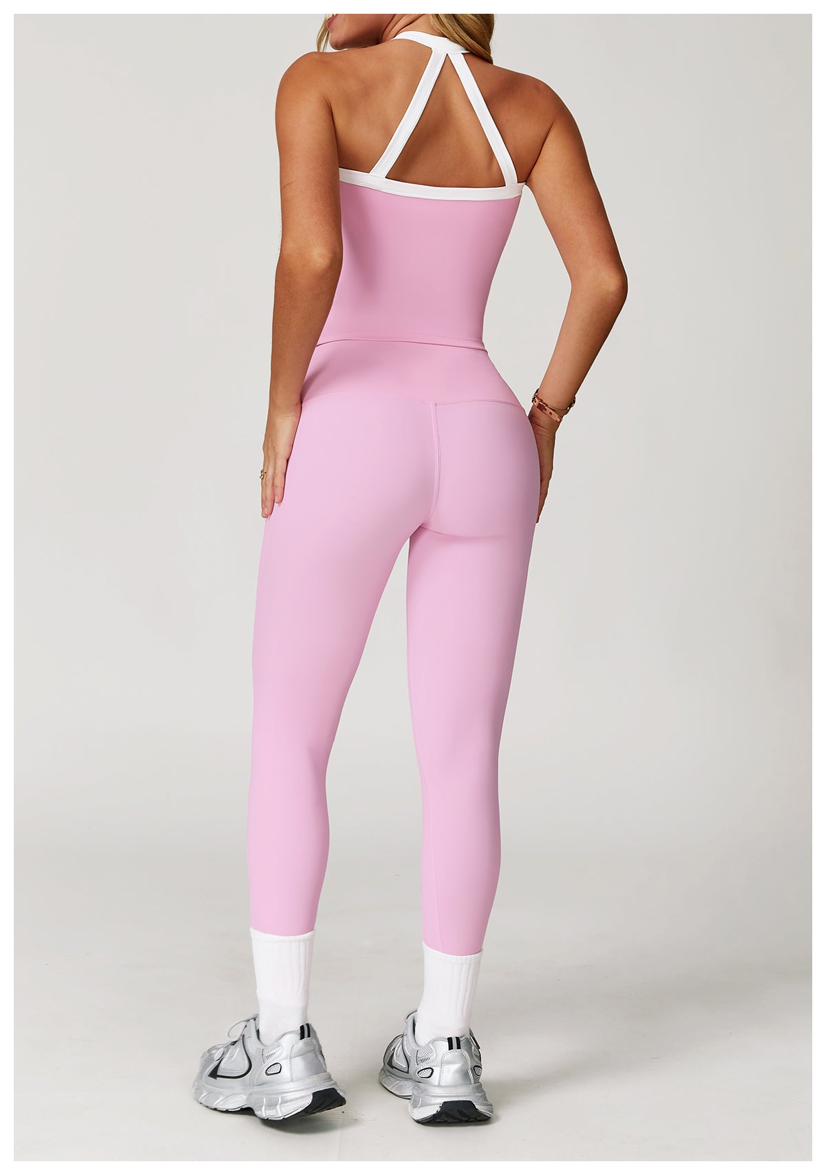 Nude Yoga Pants High Waist Contrast Color Quick-Drying Pants Sports Running Fitness Tights
