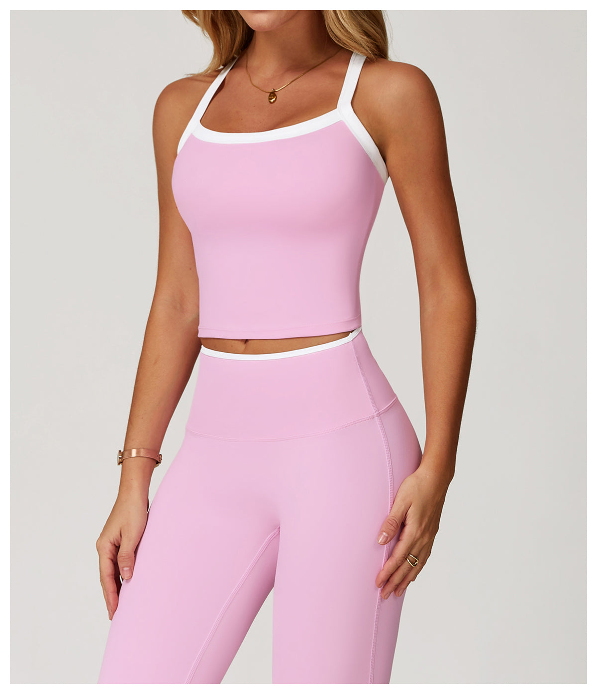 Yoga vest with contrasting colors and hollowed-out back, fitness wear, high-end running sports underwear
