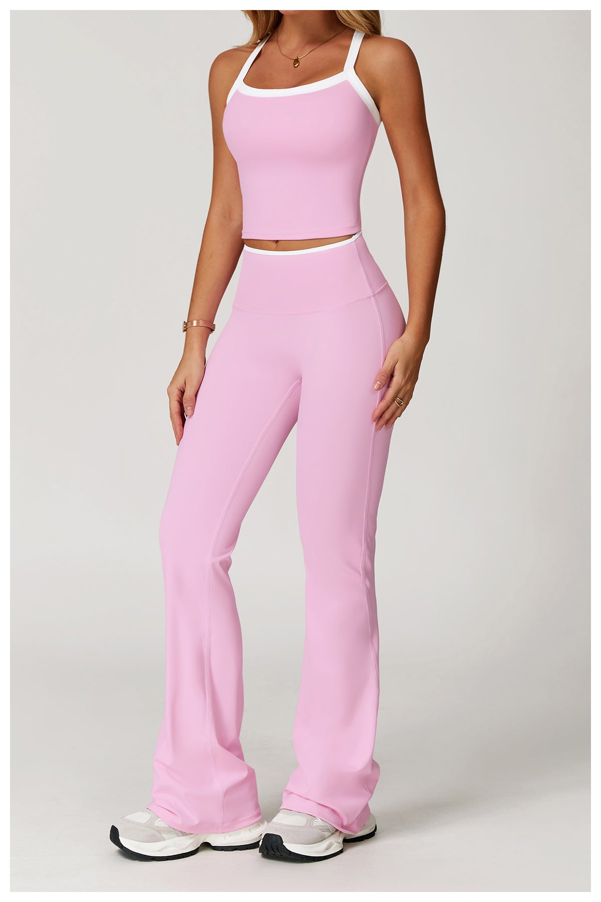 Sports flared pants contrast color high waist quick dry wide leg trousers sports running fitness flared pants