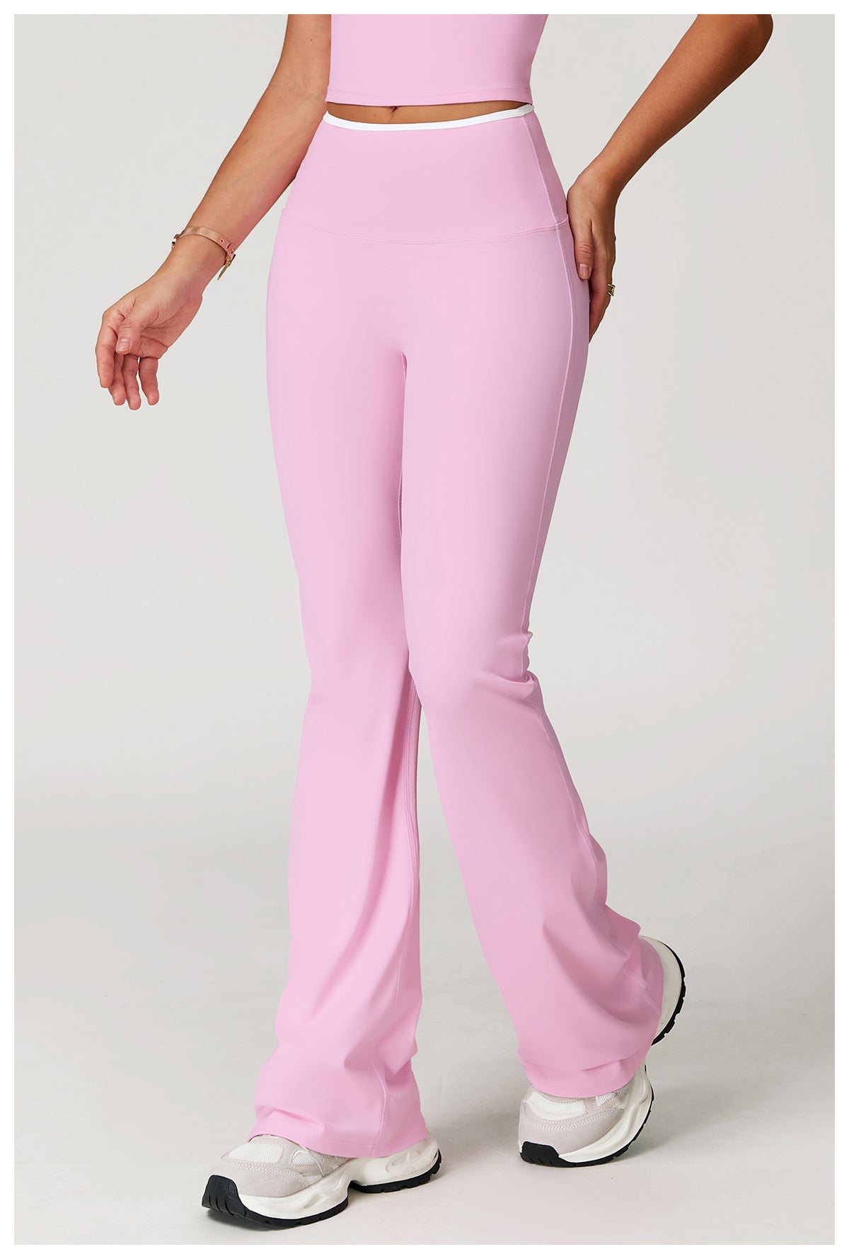 Sports flared pants contrast color high waist quick dry wide leg trousers sports running fitness flared pants