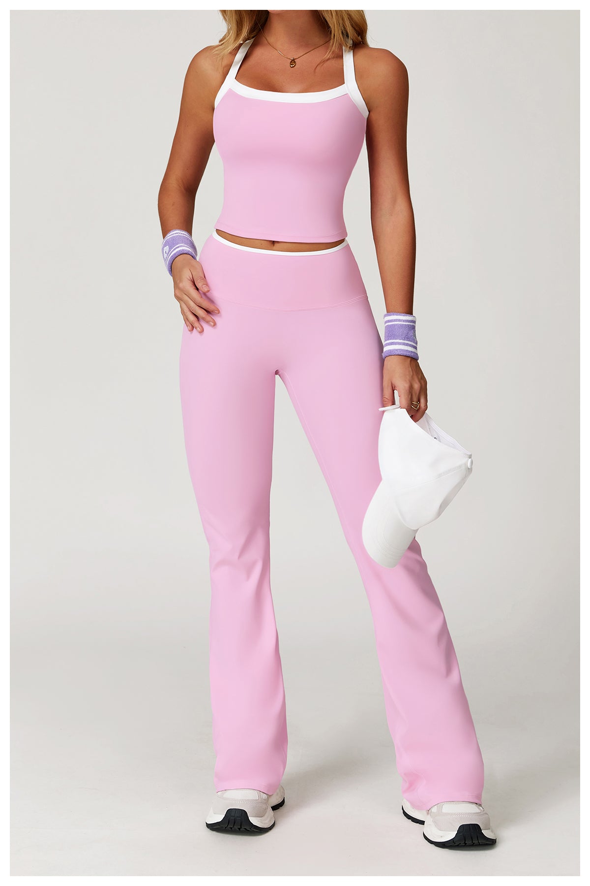 Sports flared pants contrast color high waist quick dry wide leg trousers sports running fitness flared pants