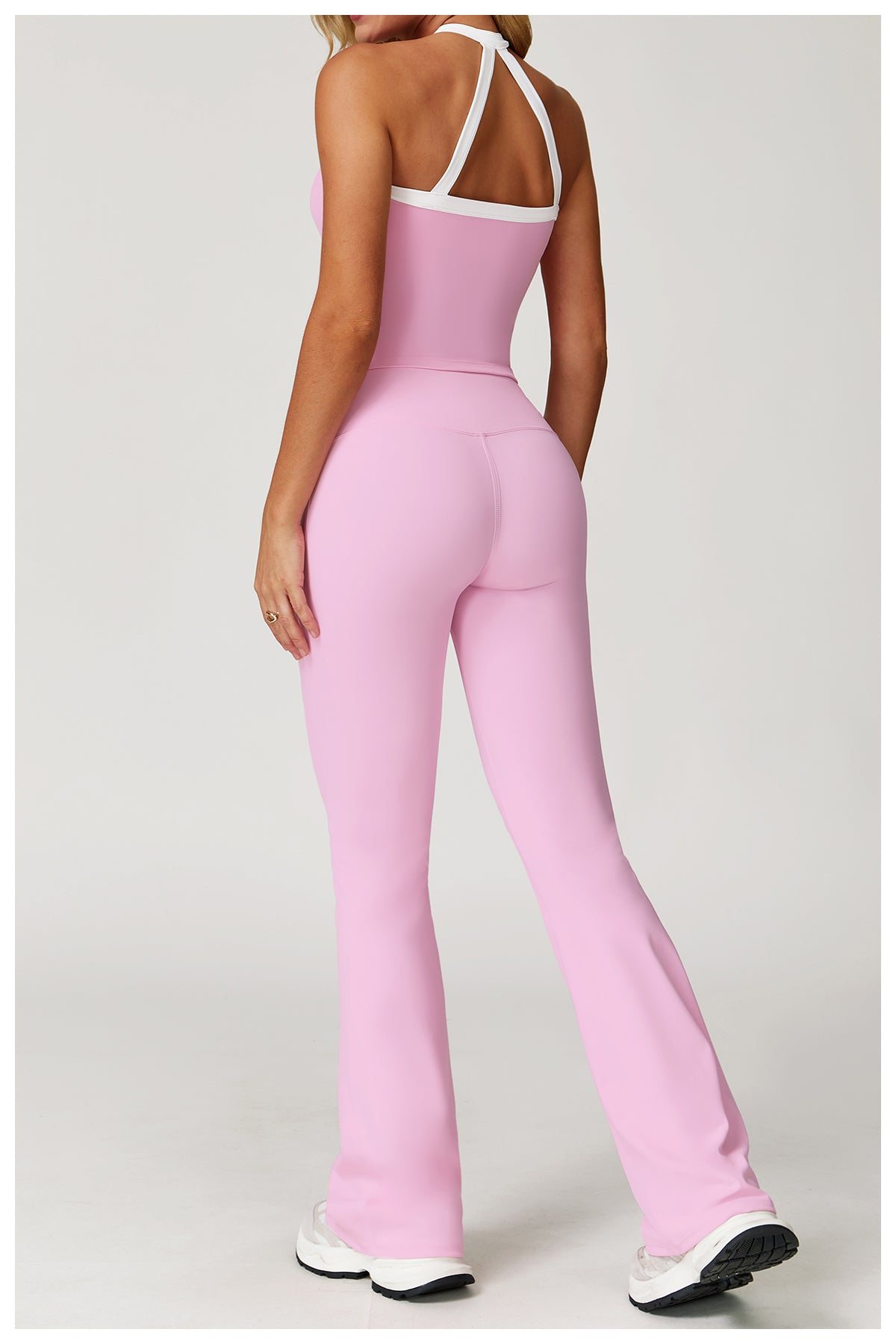 Sports flared pants contrast color high waist quick dry wide leg trousers sports running fitness flared pants