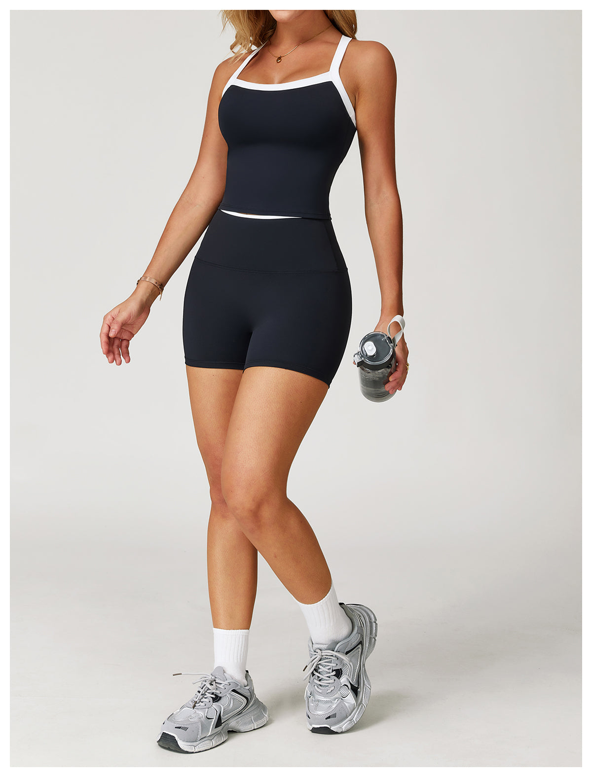 Yoga vest with contrasting colors and hollowed-out back, fitness wear, high-end running sports underwear