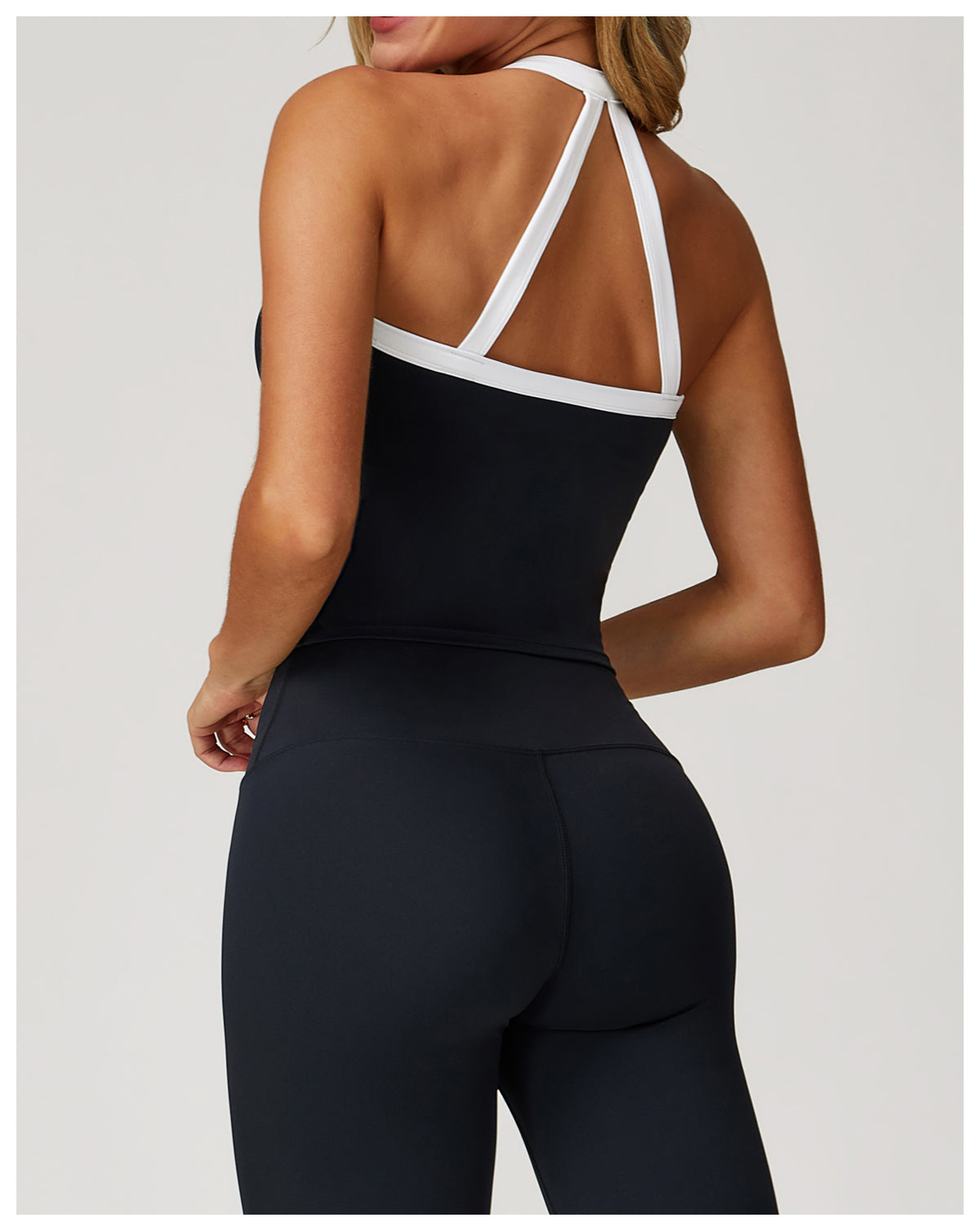 Yoga vest with contrasting colors and hollowed-out back, fitness wear, high-end running sports underwear