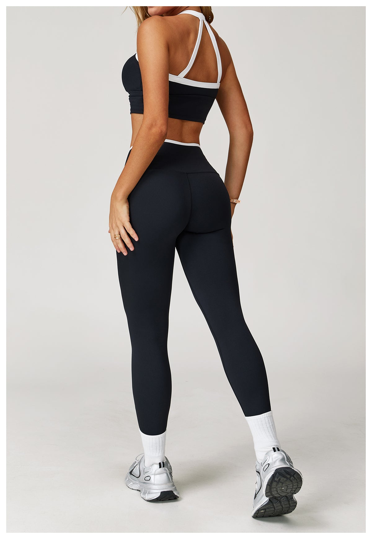 Nude Yoga Pants High Waist Contrast Color Quick-Drying Pants Sports Running Fitness Tights