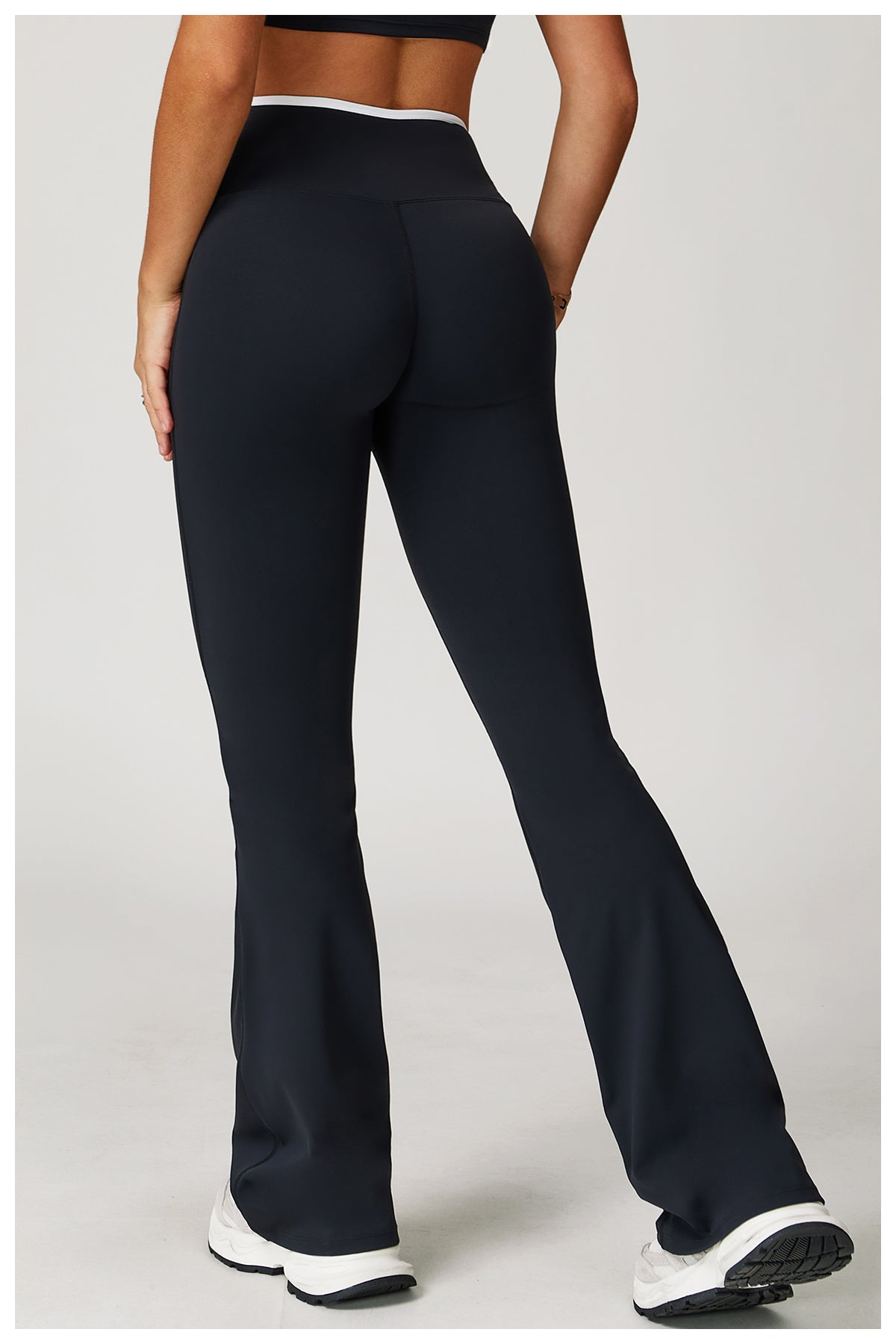 Sports flared pants contrast color high waist quick dry wide leg trousers sports running fitness flared pants