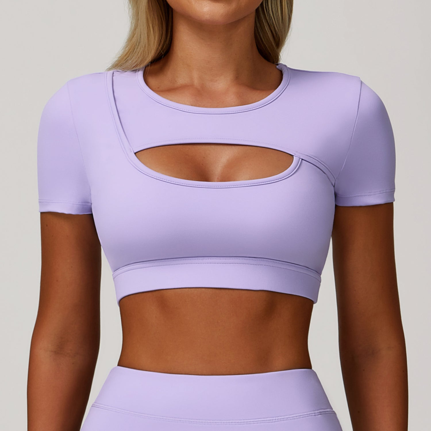 Summer Yoga Short Sleeve Hollow Tight Shockproof Nude Sports T-shirt Running Fitness Sports Top