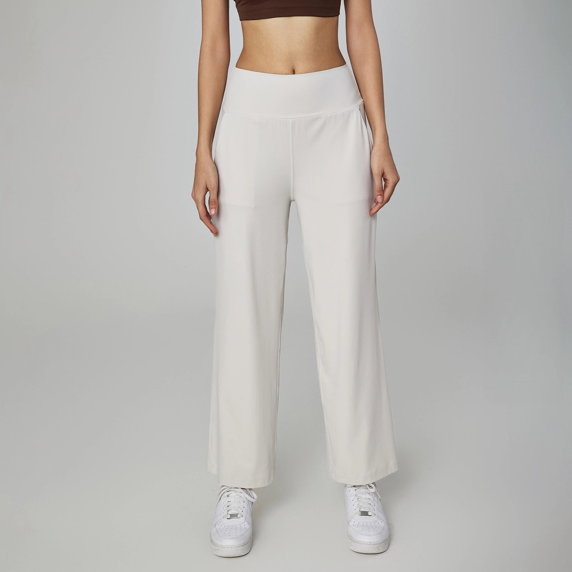 Nude straight-leg yoga pants, long high-waisted loose sweatpants, women's casual fitness quick-drying wide-leg pants