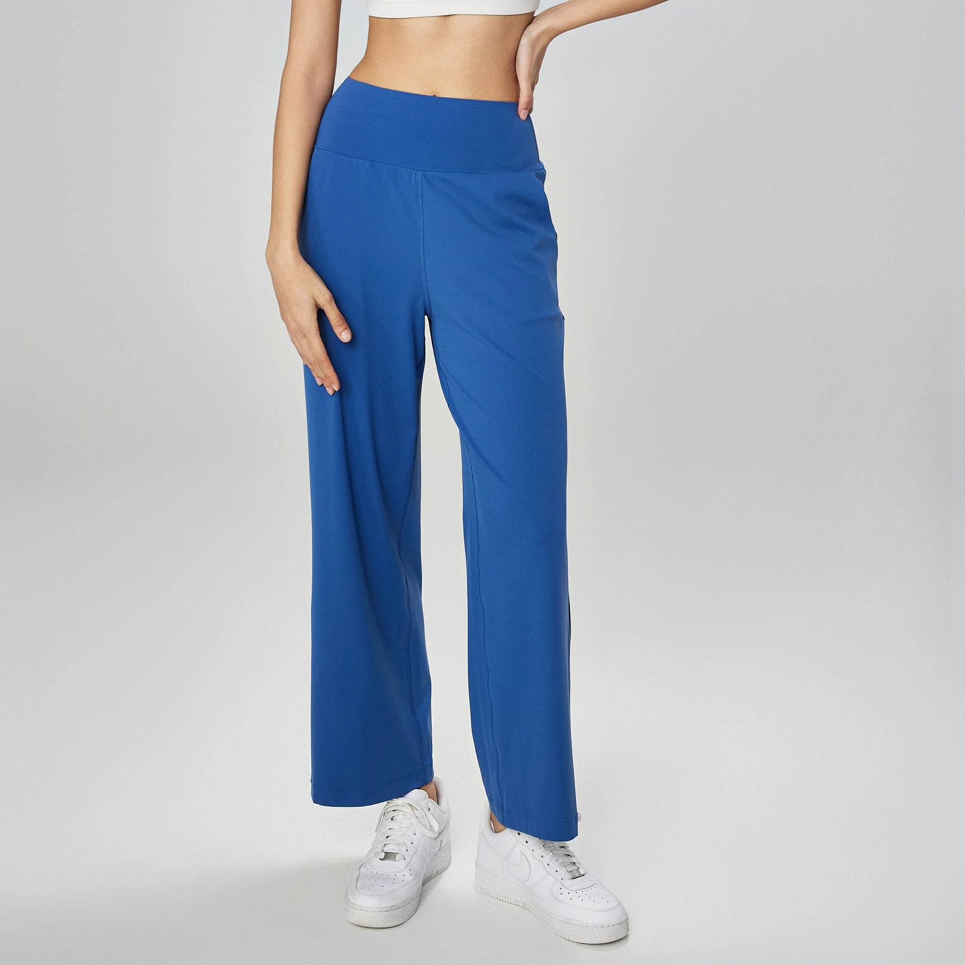 Nude straight-leg yoga pants, long high-waisted loose sweatpants, women's casual fitness quick-drying wide-leg pants