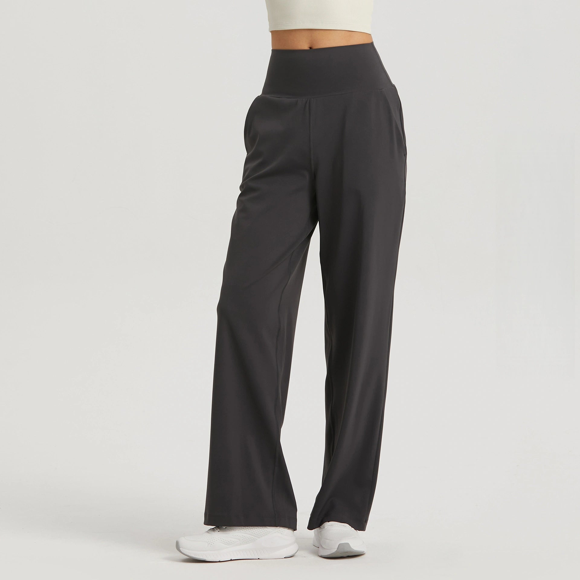 Nude straight-leg yoga pants, long high-waisted loose sweatpants, women's casual fitness quick-drying wide-leg pants