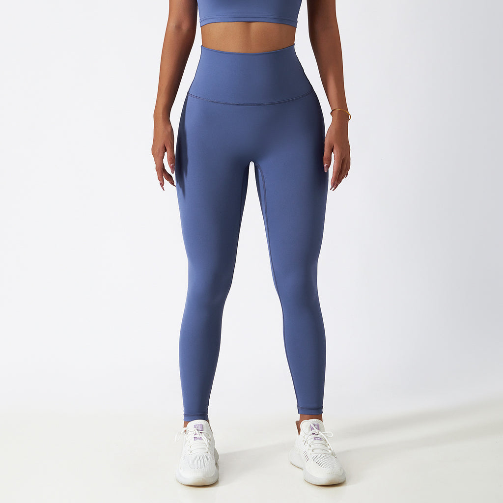 High waist hip lift fitness pants women's tight outdoor cycling sports running pants breathable quick-drying nude yoga pants