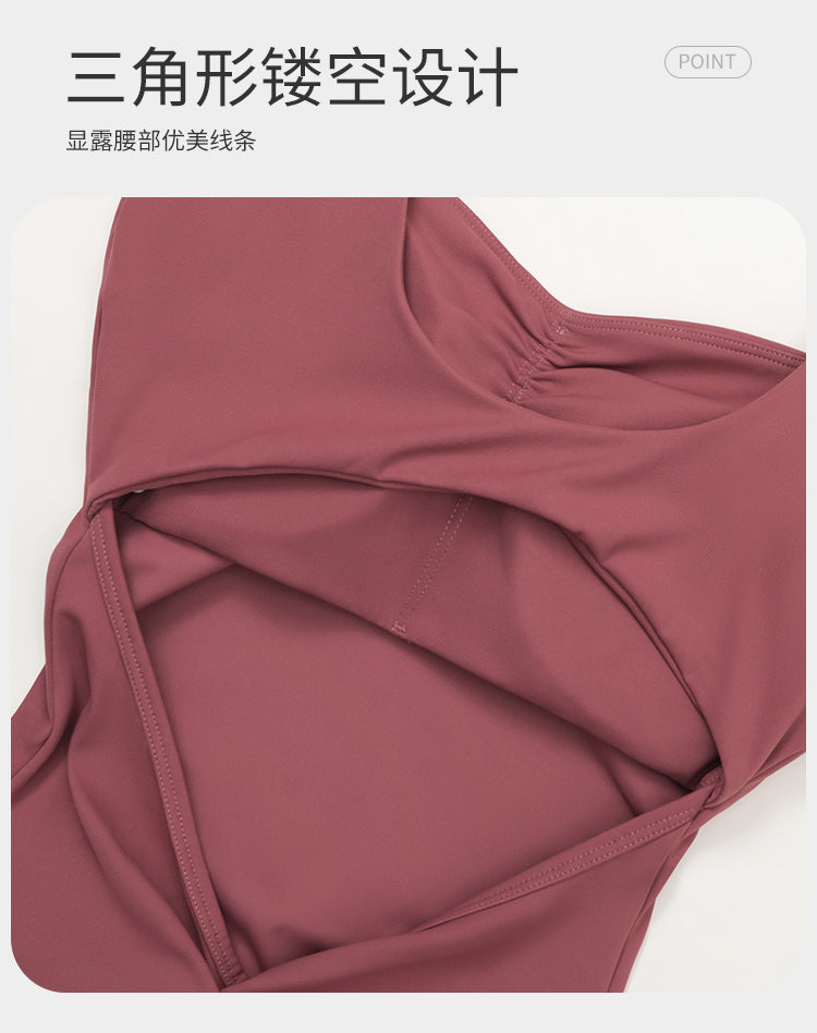 Gathered Hip-Catching Jumpsuit Tight-Fitting Abdomen Yoga Bodysuit Sports Fitness Short-Sleeved Bodysuit