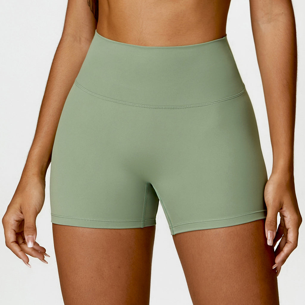 Brushed high waist yoga shorts tummy control peach butt lift running fitness pants tight sports shorts