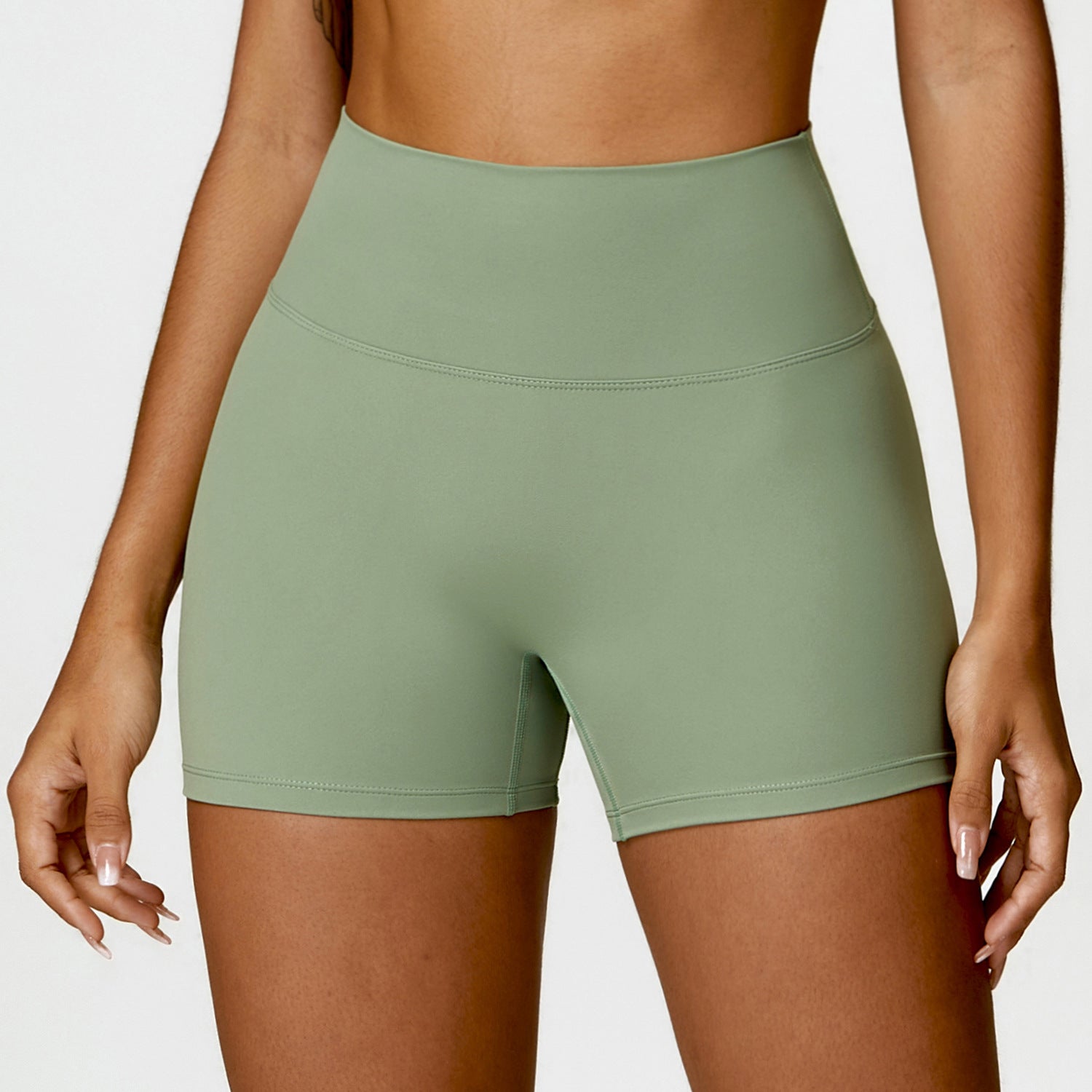 Brushed high waist yoga shorts tummy control peach butt lift running fitness pants tight sports shorts