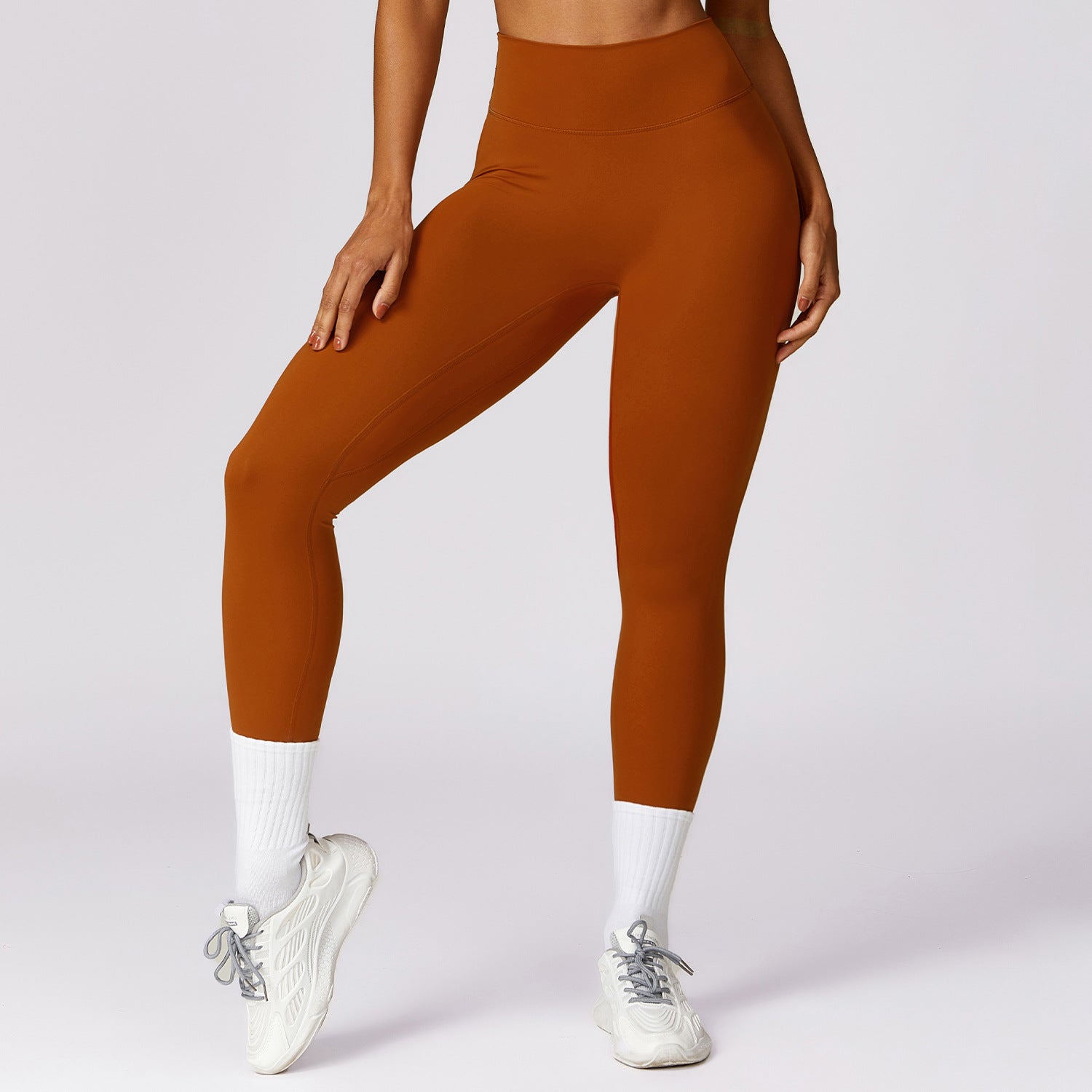 Quick-drying tight yoga pants, brushed tummy-control and hip-lifting high-waisted fitness pants, outdoor running sports pants