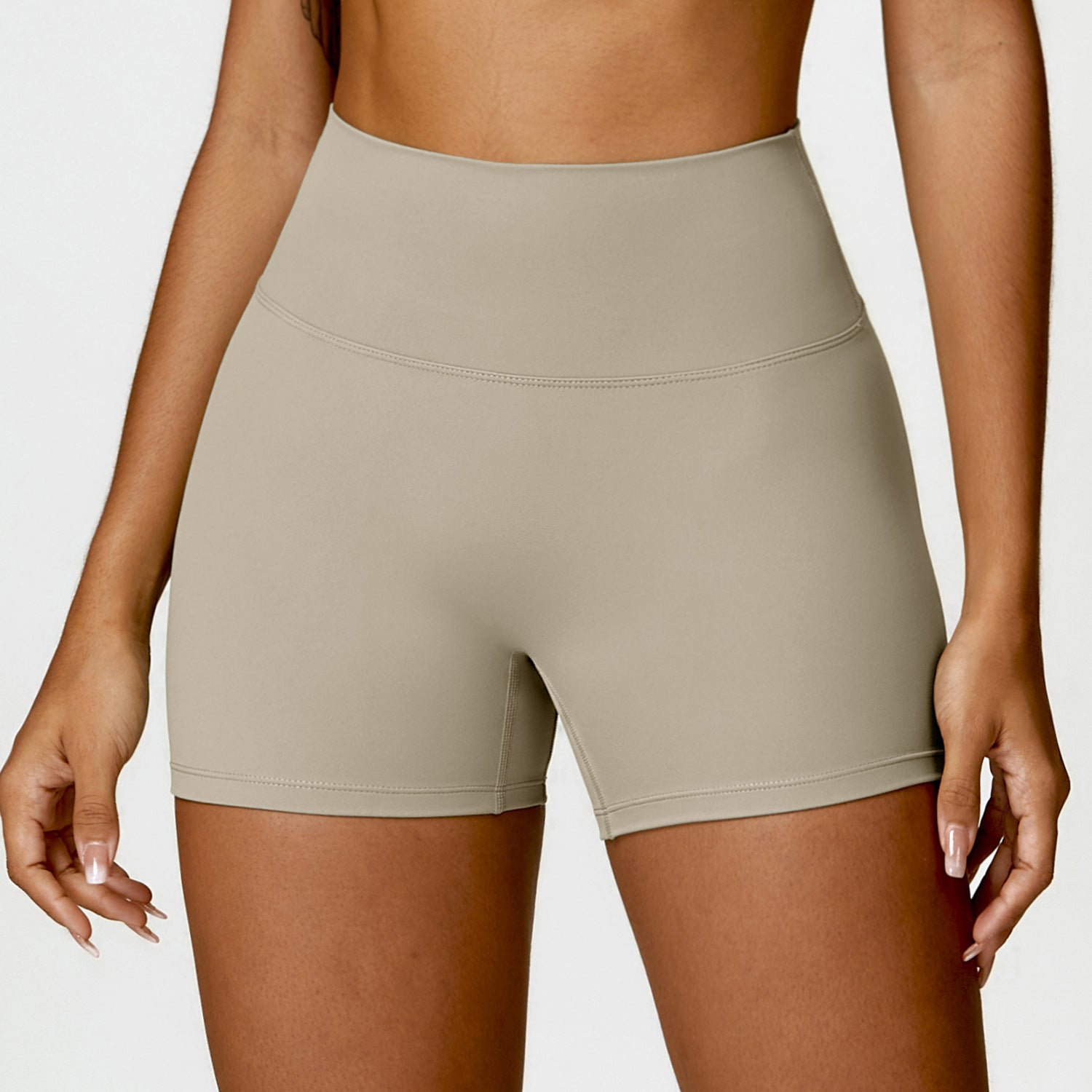 Brushed high waist yoga shorts tummy control peach butt lift running fitness pants tight sports shorts
