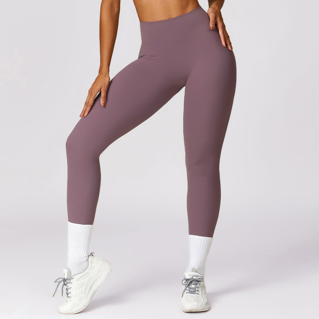 Quick-drying tight yoga pants, brushed tummy-control and hip-lifting high-waisted fitness pants, outdoor running sports pants